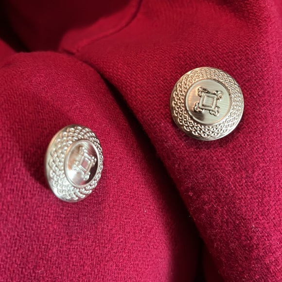 Vtg 80s LAURA SCOTT Size 16 DoubleBreast Blazer Classic Red GoldButton Wool USA - Picture 11 of 13